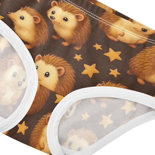 Joisal Cotton Girls Underwear Toddlers Cute Hedgehogs Tan Stars Dark Panties Little Girl Pattern Underpants Briefs 2t4