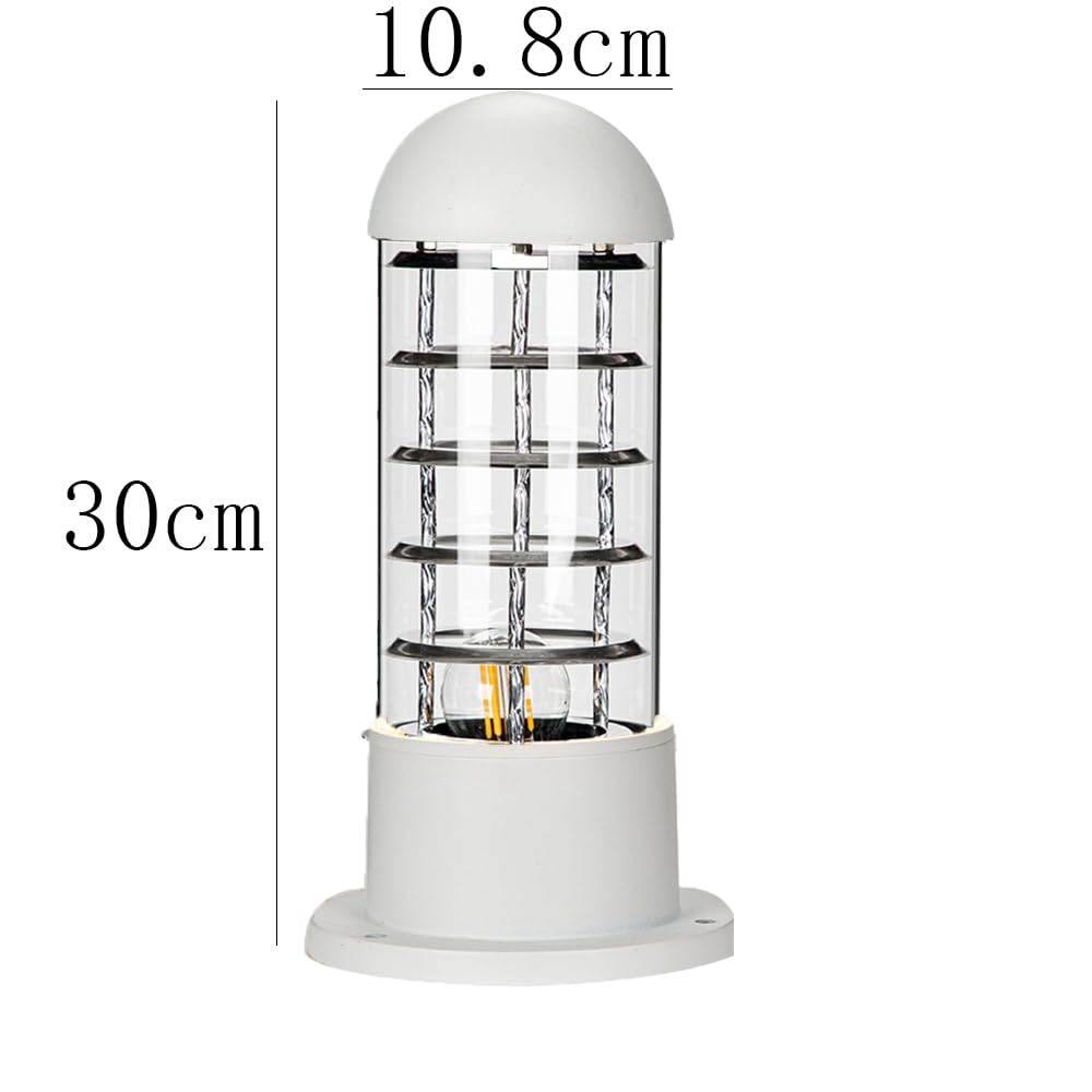 Luci palo Lampada esterno E27 Piazza Recinzione Colonna Piedistallo Lampione da giardino Luce Cancello Paletto Luce pilastro retrò Alluminio Impermeabile Patio terra lampioncino per vialetti (C)