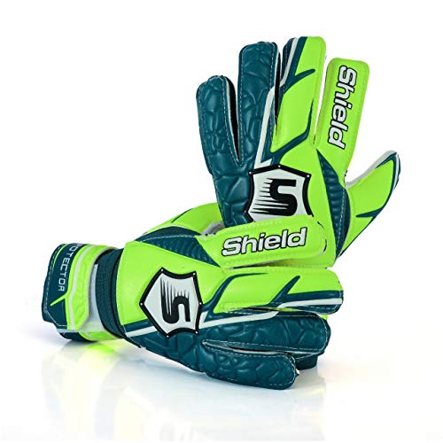 Shield Guantes De Portero Niño Chicos Junior Protector de Dedos Correa para la Muñeca Advance (Verde, 4)