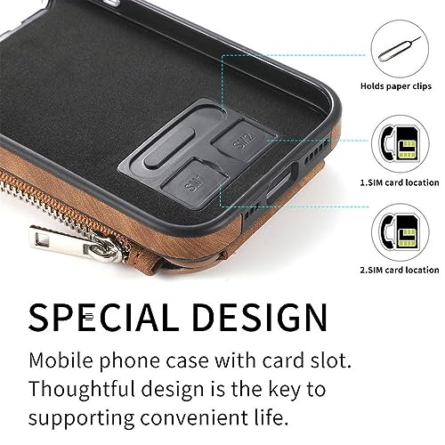 Coque en cuir iPhone 14 Pro Max magnétique antichoc finition premium marron
