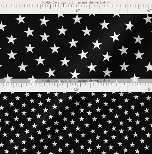 Image of Soimoi Black Cotton Cambric Fabric Stars Star Printed Fabric 1 Meter 58 Inch Wide
