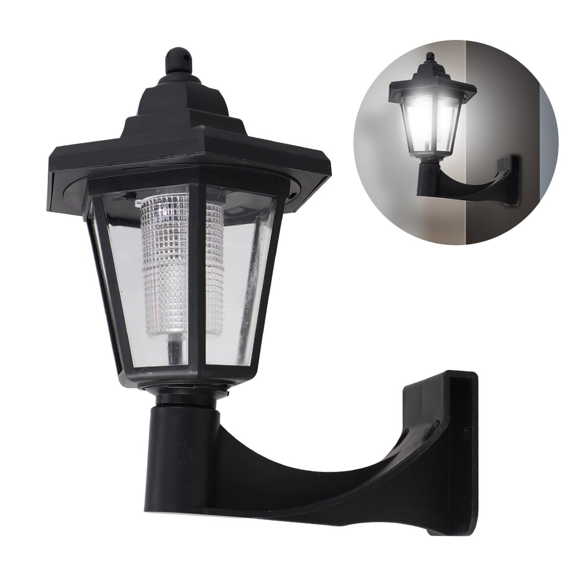 Lampade Solari da Parete Esagonali Vintage 2 Pezzi per Esterni Consumo Ridotto Plastico Nero per Giardino e Piscina