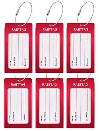 Luggage Tags, Llfsd Raettag Metal Suitcase Tags Travel Bag Id Identifier Luggage Tag (Red 6-Pack) #TOP7