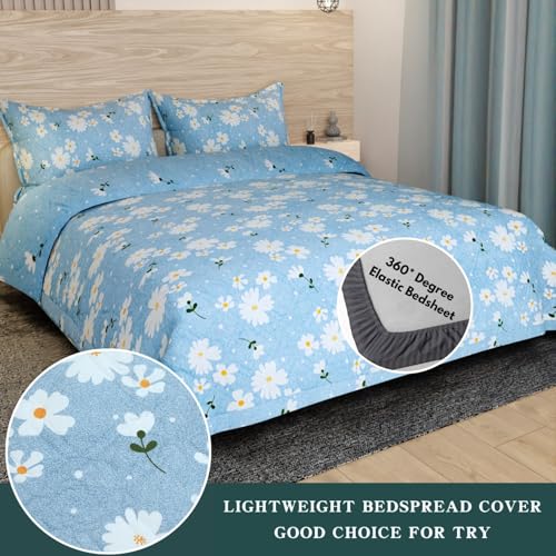 Image of Akshya Heavy Cotton Elastic Fitted Bedsheets with 2 King Size Pillow Covers, ultrasonic bedcover Double Bed with All Around Elastic 400 tc with 2 Pillow Covers
