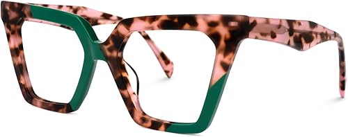 VOOGLAM Gafas de bloqueo de luz azul con marco de ojo de gato de tortuga, gafas de moda para mujer, antifatiga ocular y UV