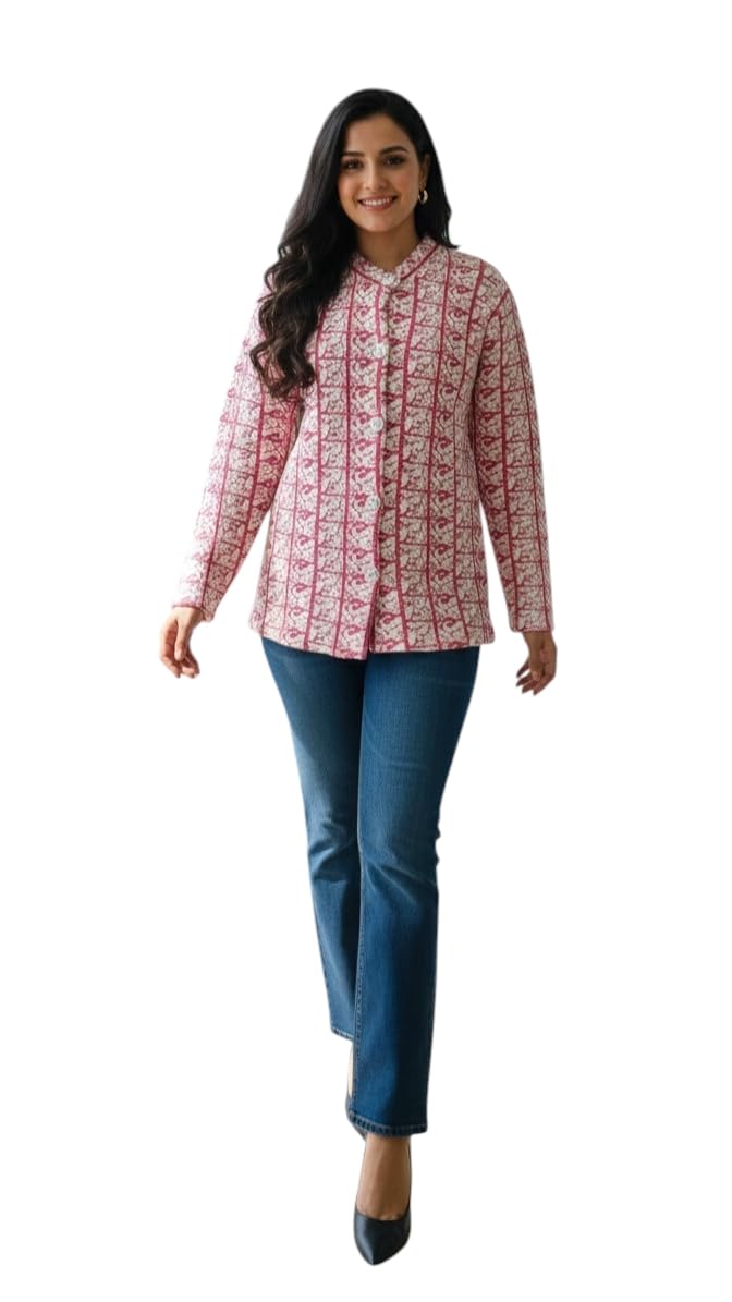 Womens Winter Wear Blue Colour Zig Zag Woolen Cardigan-image-9