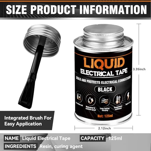 Image of Liquid Electrical Tape - Waterproofing insulating electrical glue, Quick-Drying wire glue, Temperature Resistant, Used for Outdoor Indoor Wires, Electronic Component & Electrical Equipment (125ml)