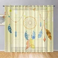 Lot De 2 Rideaux Voilage Attrape-rêves 3D - Semi-transparent, Oeillets, Pour Chambre, Salon (140x213cm, Violet)