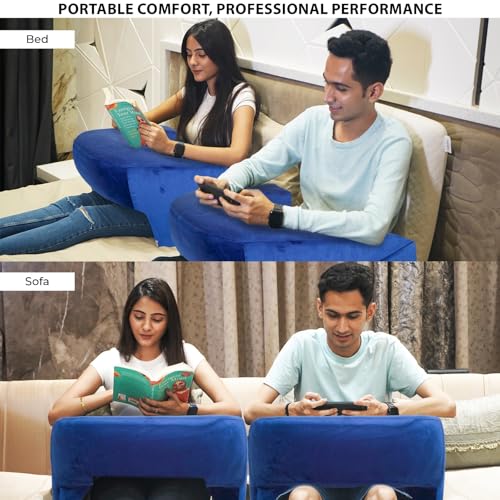 Image of Lap Desk Pillow for Bed -1 Year Warranty (23x21x12) | Soft Foam Laptop Table with Flat Top & Storage Pocket | Portable Lap Table for Bed Study, Office Work & Online Classes - Blue