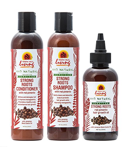 Tropic Isle Living - Strong Roots Shampoo 8oz + Conditioner 8oz + Hair Growth Oil 4oz with Red Pimento