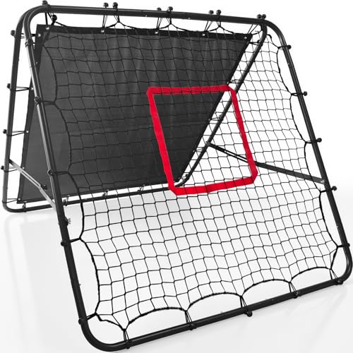 Adjustable Football Rebounder Net – Double-Sided Soccer Training Goal for Kids & Adults, Portable PE Mesh Kickback Target for Shooting/Passing Practice – Folding Design for Garden & Indoor Use,120x120