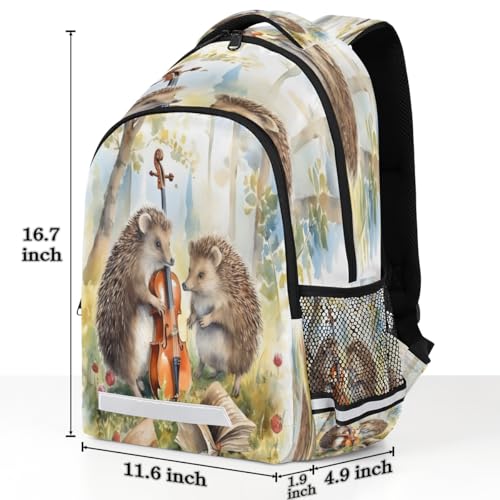 Watercolor Hedgehogs Guitar Backpack with Chest Strap Reflective Lightweight Travel Hiking Backpack for Men Women Waterproof Daypack Back Pack for Commute Camping3