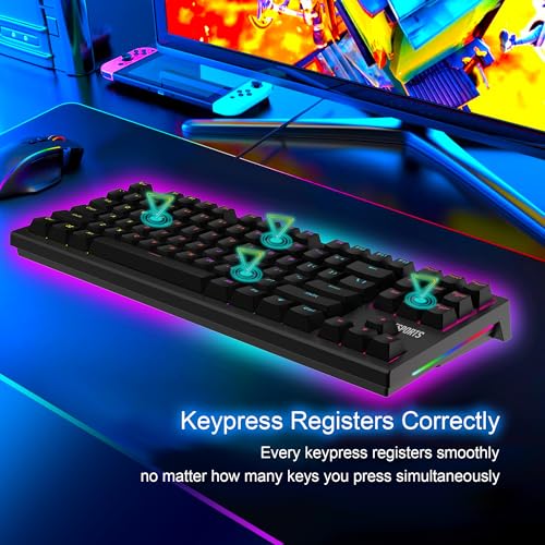 Image of Ant Esports MK1800 TKL Mechanical Wired Gaming Keyboard Blue Switch Hot-Swap Mech Keyboard 17 Modes RGB Backlit 87 Anti-Ghosting Anti Ghosting Keys, Dual Colour Injection Moulded Keycaps for PC-Black