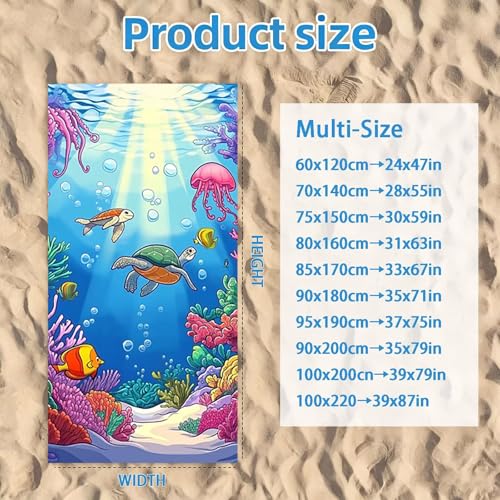 Serviette de plage grande taille 90x200 cm microfibre légère