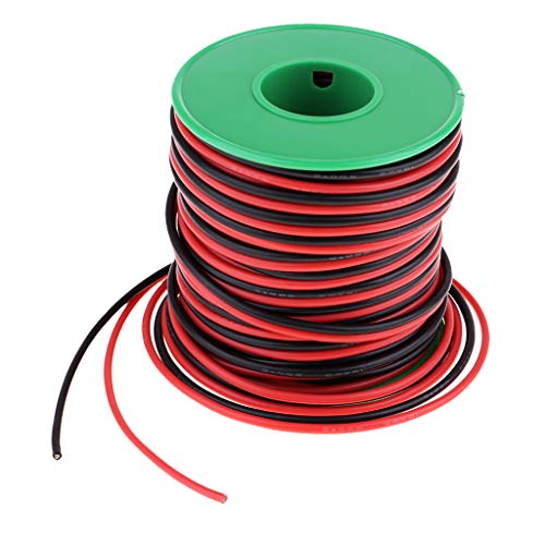 F Fityle 20AWG Cabo De Fio Flexível De Silicone 150 Fios 600V 200 ℃ Vermelho + Preto 30m / 98Ft