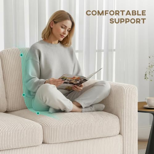 Image of HOMCOM 73 inch L-Shaped Sectional Sofa Couch, Reversible Chaise, Cream White