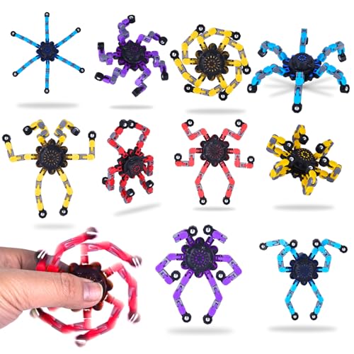 Fidget Spinner, Hand Spinner Jouet de Robot Déformable DIY, Finger Spinner, Robot à Chaîne Transformable, Jouet Sensoriel Anti-Stress pour Enfants Adultes...