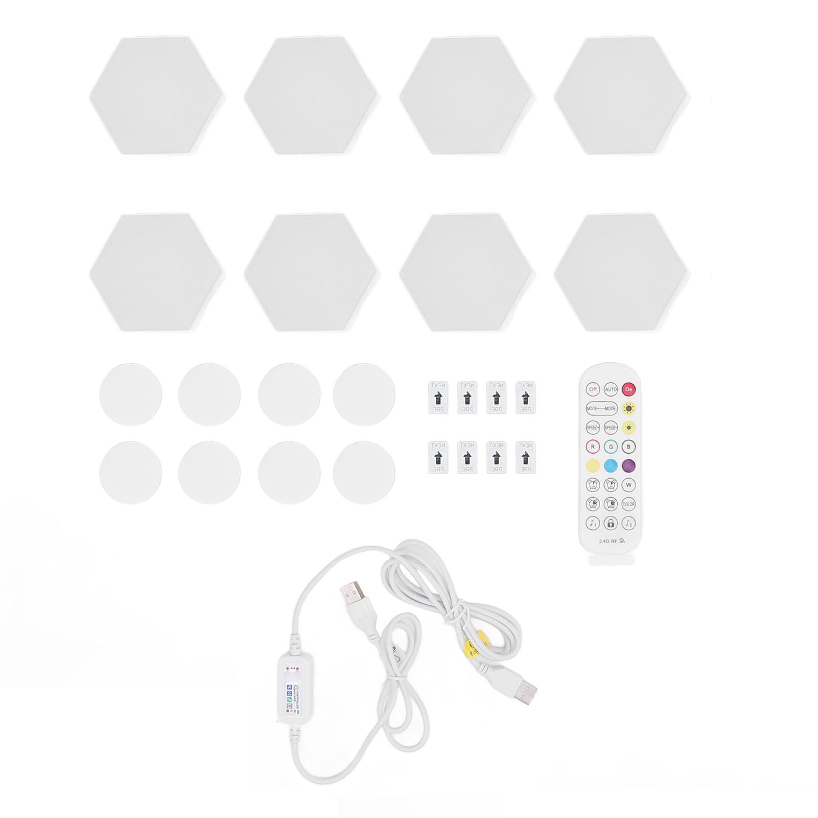 Pannelli Luminosi Esagonali da 8 Pezzi, Controllo Vocale, Sincronizzazione Musicale, Luci LED Esagonali RGB, Luci da Parete con App Bluetooth e Telecomando, Luci da Gioco LED
