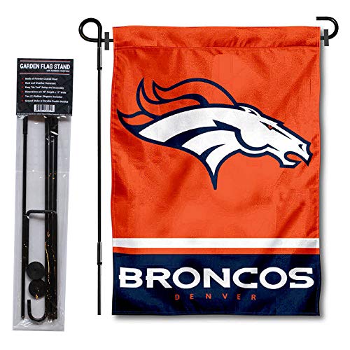 Denver Broncos Garden Flag with Stand Holder