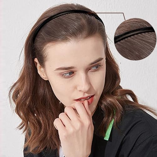 Foto von Unisex Metall Haarband, Schwarz Welle Haarreifen Damen Herren,Haarband für Männer Frauen, Outdoor jungs Sports Yoga Elastische rutschfeste Haarreifen,6 Stück