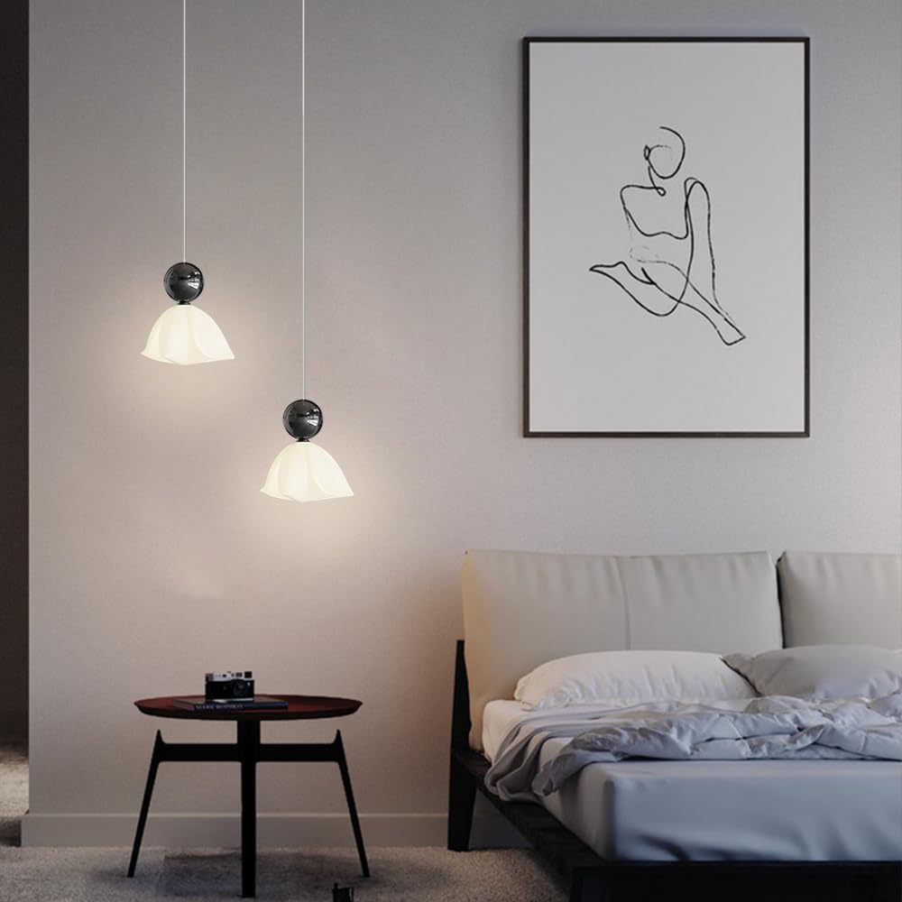 Lámpara Colgante de Techo de Metal y acrílico con luz LED, luz Moderna de Isla de Cocina con Forma de Flor para Sala de Estar, Comedor, cafetería, Bar, Restaurante, Ventosa con Acabado en CRO