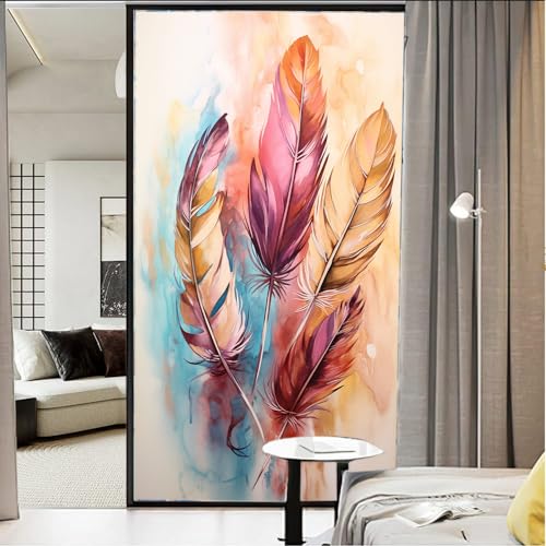 Fensterfolie mit Vintage-Federn, dekorative Aquarellbilder, Tier-Feder,...