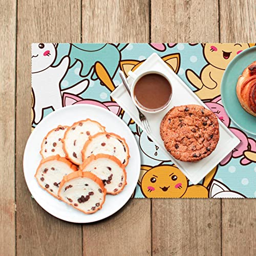 Sets de table chat colorés pour repas de famille joyeux, lot de 6 protections de table