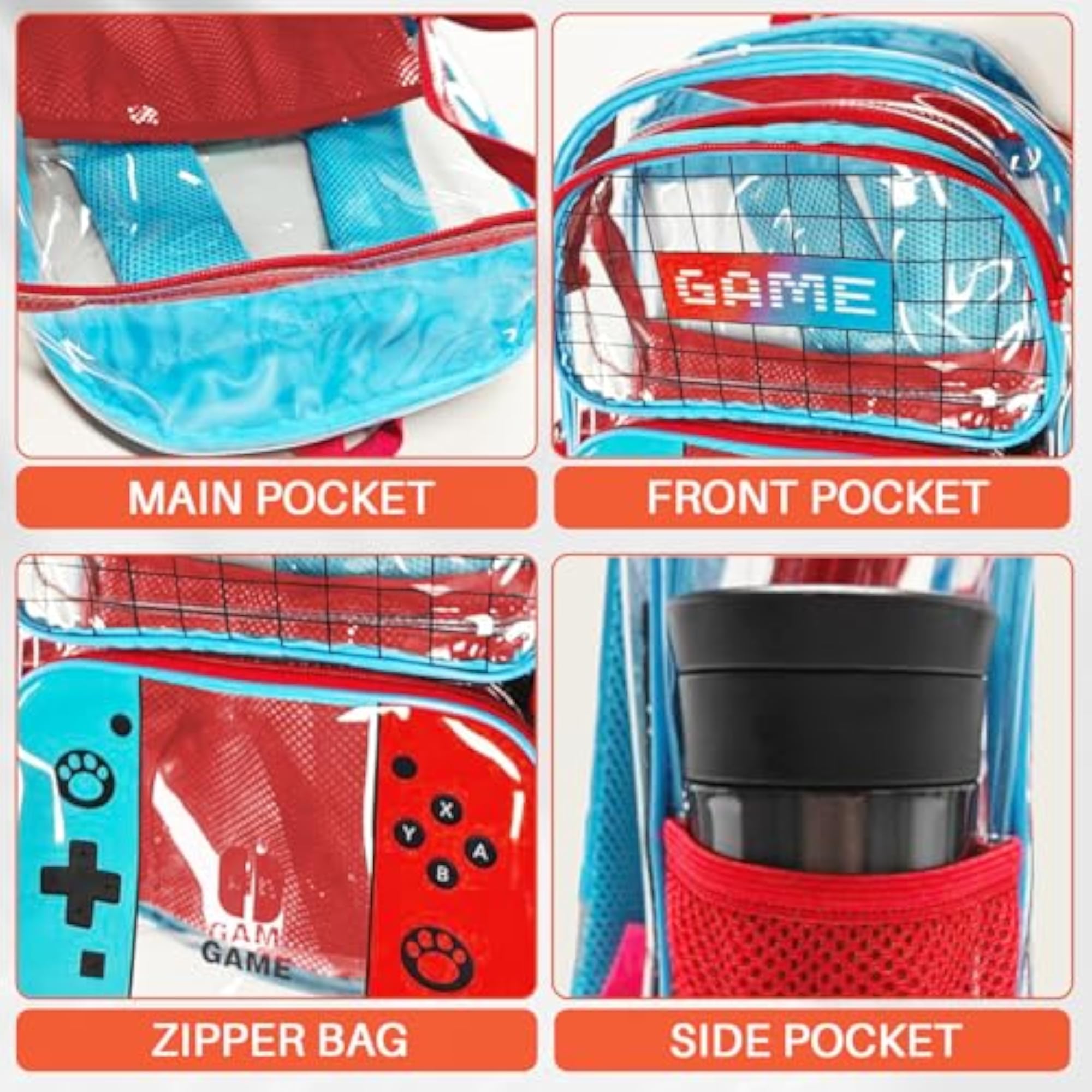 Large Heavy Duty Clear Backpack for School