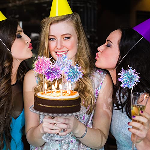 Tboxbo 120 Pcs Firework Cupcake Toppers Foil Frill Toothpicks Cake Decorations Sparkle Tinsel Cupcake Toppers Cocktail Picks Firework Par #TOP7