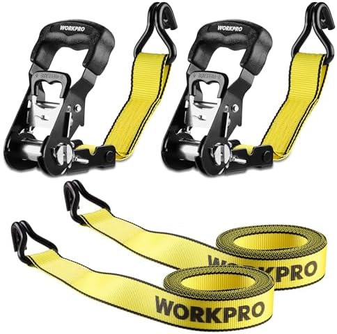 WORKPRO Ratchet Tie Down Straps, 2-Pack | 1.5" x 16' | 3300 lbs B...