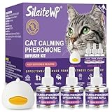 SilaiteWP Calming Pheromone Diffuser for Cats Relieves Anxiety and Stress Calming 1 Diffuser for Cats 3 Refills, Reduces Fighting and Scratching Calming Relaxation