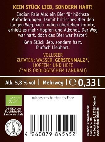 Steinhart Bio Pale Ale (10 x 0,33 l inkl. Pfand)…PRIVATBRAUEREI · LIEBHARTS