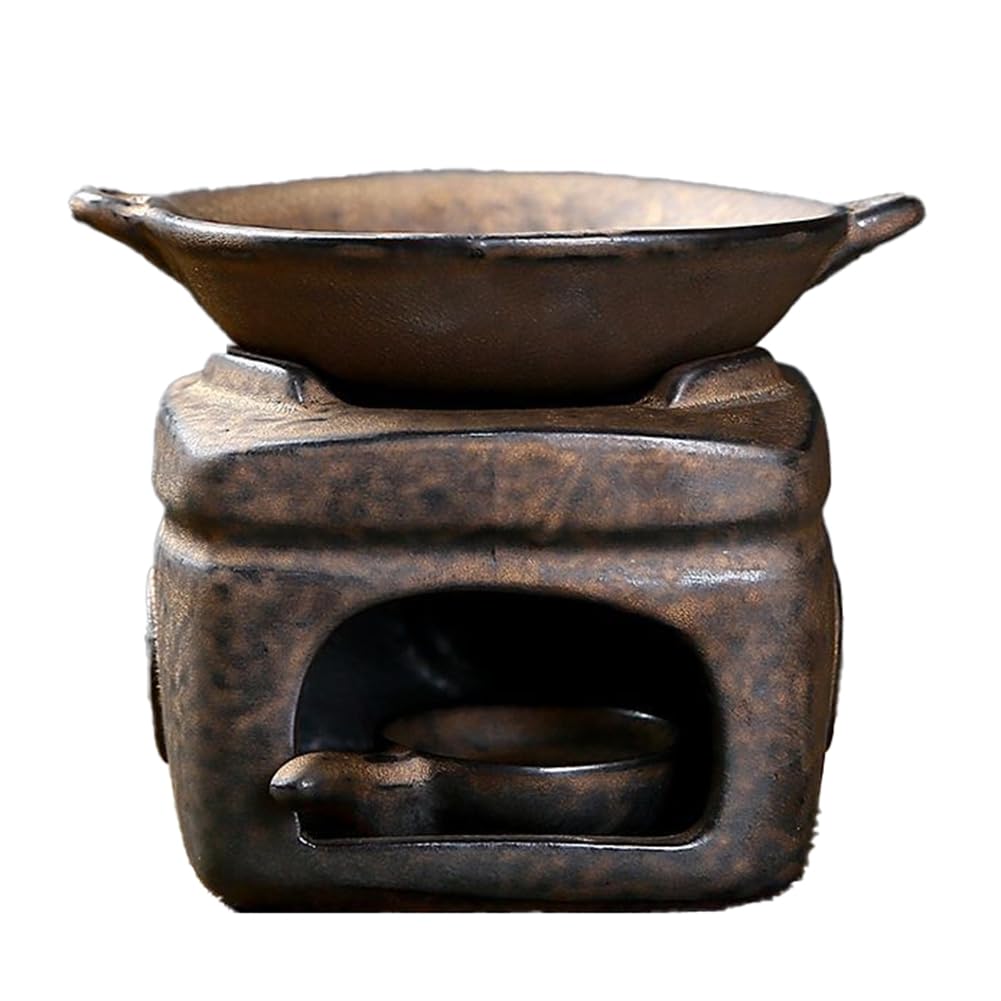 CTRLZS Vintage Style Tea Warmer Set,Tea Stove, Candle Holder, Hand Made Candles Heating Base& Household Tea Pot