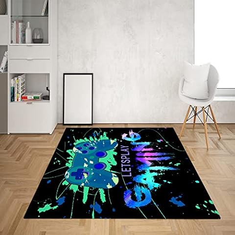 Tveinard Teen Boys Carpets Printed Gamepad Living Room Mat Gamer Bedroom Area Rugs Controller Player Home Decor Non-Slip Crystal Sofa Floor Polyester Mat,39"x59" Cover