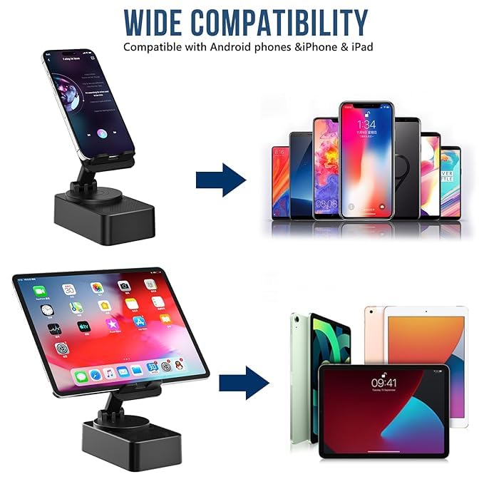 Image of CARE CASE JTP Foldable Mobile Phone Desk Holder, 360 Rotating Phone Stand with Wireless Bluetooth Speaker, 3 in 1 Mobile Phone Holder Stand