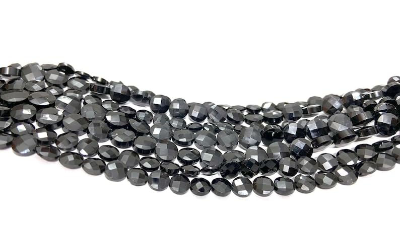 Perles à facettes en spinelle noire naturelle de 5 à 7 mm de long pour fabrication de bijoux pour collier et bracelet