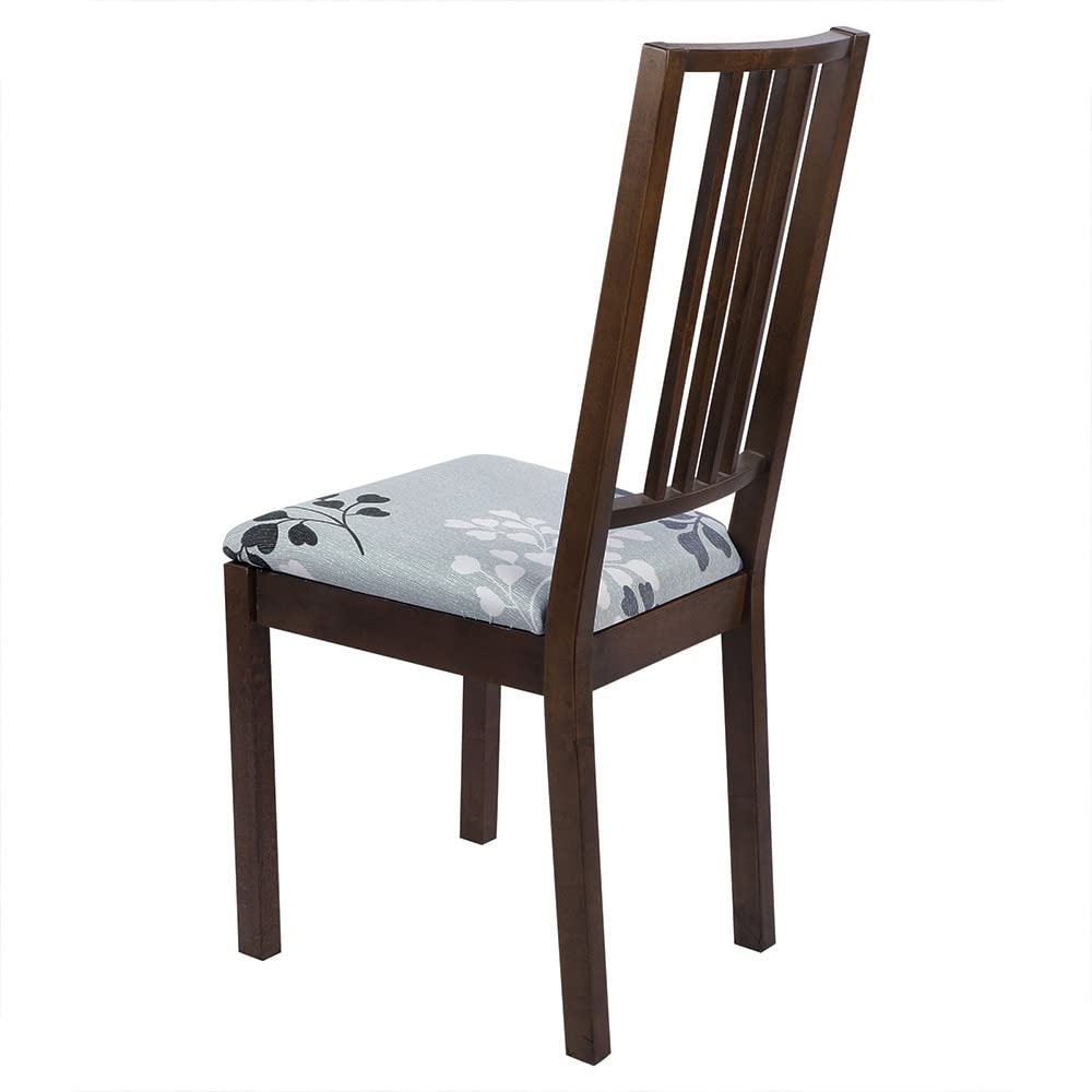 Juego de 4 fundas de asiento para sillas de comedor, fundas de asiento elásticas con estampado, extraíbles y lavables, fundas de cojín para cocina, oficina (patrón de hojas) 8