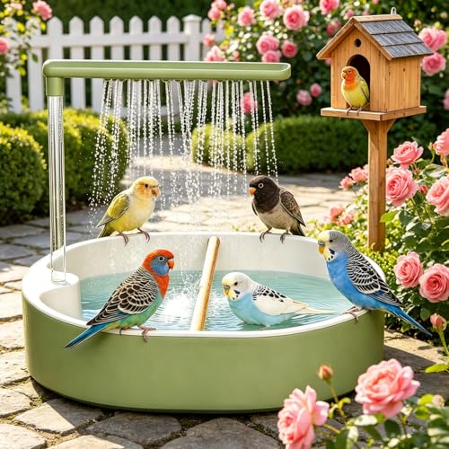 Yizemay Vogeldusche Wellensittich Vogelbad Wellensittich Dusche Vogelbrunnen Automatische Vogelbad Badehaus Badewanne für Unzertrennliche Wellensittiche Afrikanische Munias Aras.