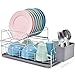 Kingrack Escurridor de Platos de Acero, Estante de Secado con Soporte Extraíble para Cubiertos y Bandeja de Goteo, Escurridor Compacto, Escurridor de Platos, Estante de Almacenamiento