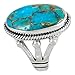 Turquoise Ring Sterling Silver 925 Genuine Gemstones (Choose Style) (Bold Round, 11)