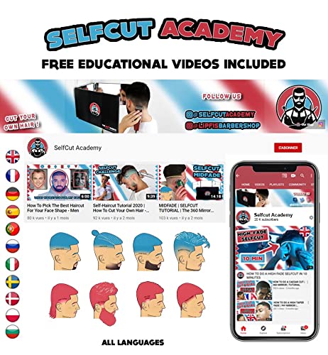 The 360 Mirror - Adjustable Telescoping Hooks - Self Haircut Mirror For Men - 3 Way Mirror For Hair Cutting - Mirror For Self Haircutting - Cut Your Own Hair Mirror - Self Cut Mirror #TOP7