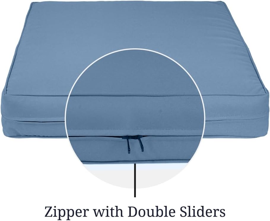 Covers & All Square Outdoor Cushion Covers for Patio Furniture Sets, Water, Tear & UV Resistant Polyester Cushion Slipcover with Zippers (Pack of 2) (16" L x 16" W x 4" Thick, Sky Blue)
