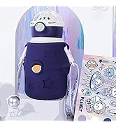 Kawaii Water Bottle Cute Stainless Steel Water Bottle with Straw and Stickers, Kawaii Vacuum Insu...