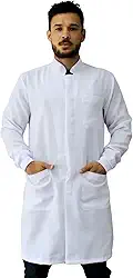 Jaleco Oxford Masculino, Botão Embutido, Gola Padre, Manga Longa, Com Punho