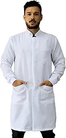 Jaleco Oxford Masculino, Botão Embutido, Gola Padre, Manga Longa, Com Punho