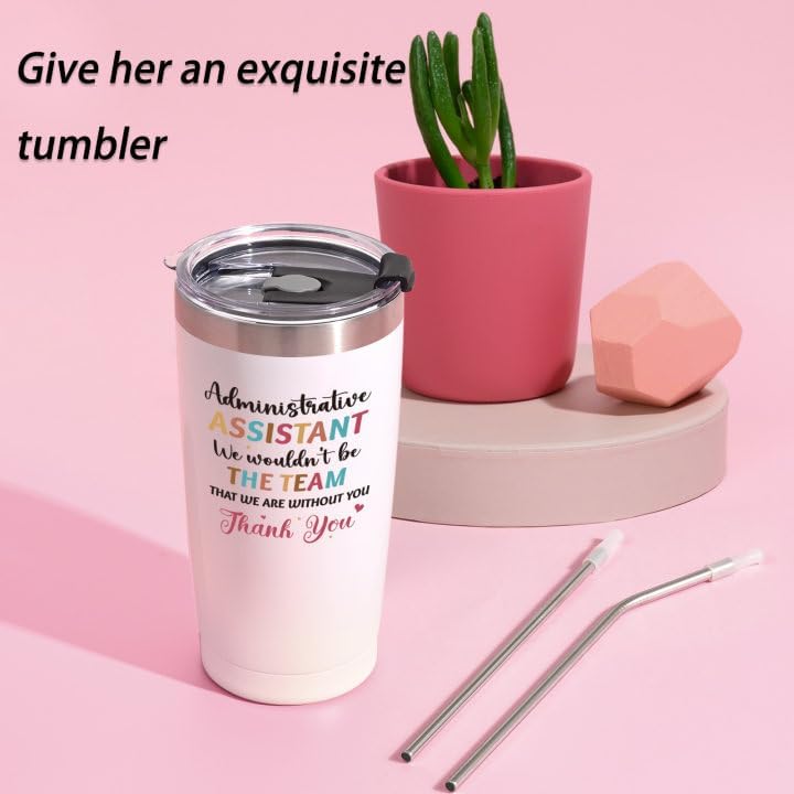 Qtencas Administrative Assistant Gifts, Administrative Professional Day Gifts for Administrative Assistant, Administrative Assistant Thank You Stainless Steel Insulated Travel Tumbler (20oz, White) - Image 6
