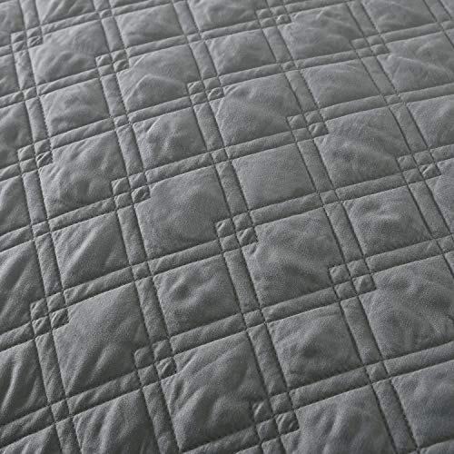 Tempcore Quilt Queen Size Grey 3 Piece,Microfiber Lightweight Soft Bedspread Coverlet For All Season,Full/Queen Grey Diamond,(1 Quilt,2 Shams) #TOP5