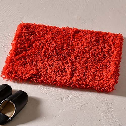玄関マット シャギー ウール 45x65cm 室内 屋内 おしゃれ 北欧 レッド