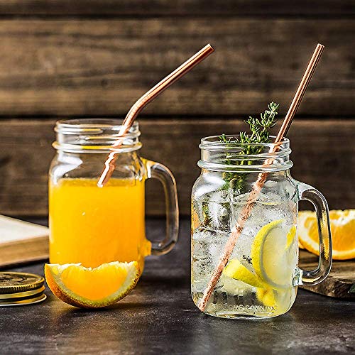 Image of Hiware 12-Pack Rose Gold Metal Straws Reusable with Case - Stainless Steel Drinking Straws for 30oz and 20oz Tumblers Dishwasher Safe, 2 Brushes Included