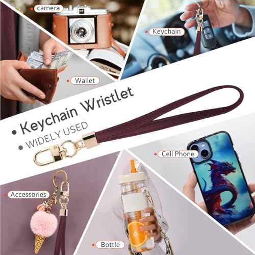 Image of KNGITRYI Small Wristlet Wallets for Women RFID Credit Card Holder Wallet Keychain Wristlet Wallet Credit Card Wallets for Women (Wine Red)